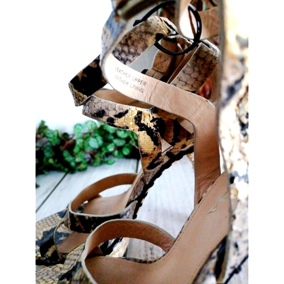 Via Spiga Crisscross Ankle Strap Leather Snake Embossed Jute Platform Sandal - Picture 14 of 16